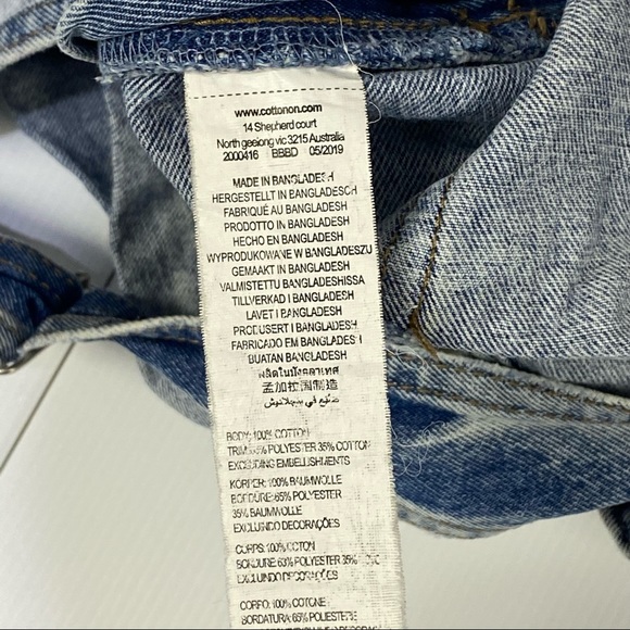 COTTON ON Blue Wash Demin Overalls Shorts Size 10 - Picture 12 of 13